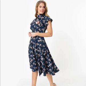 Unique Vintage 1950’s Navy & Pink Baltimore Dress!